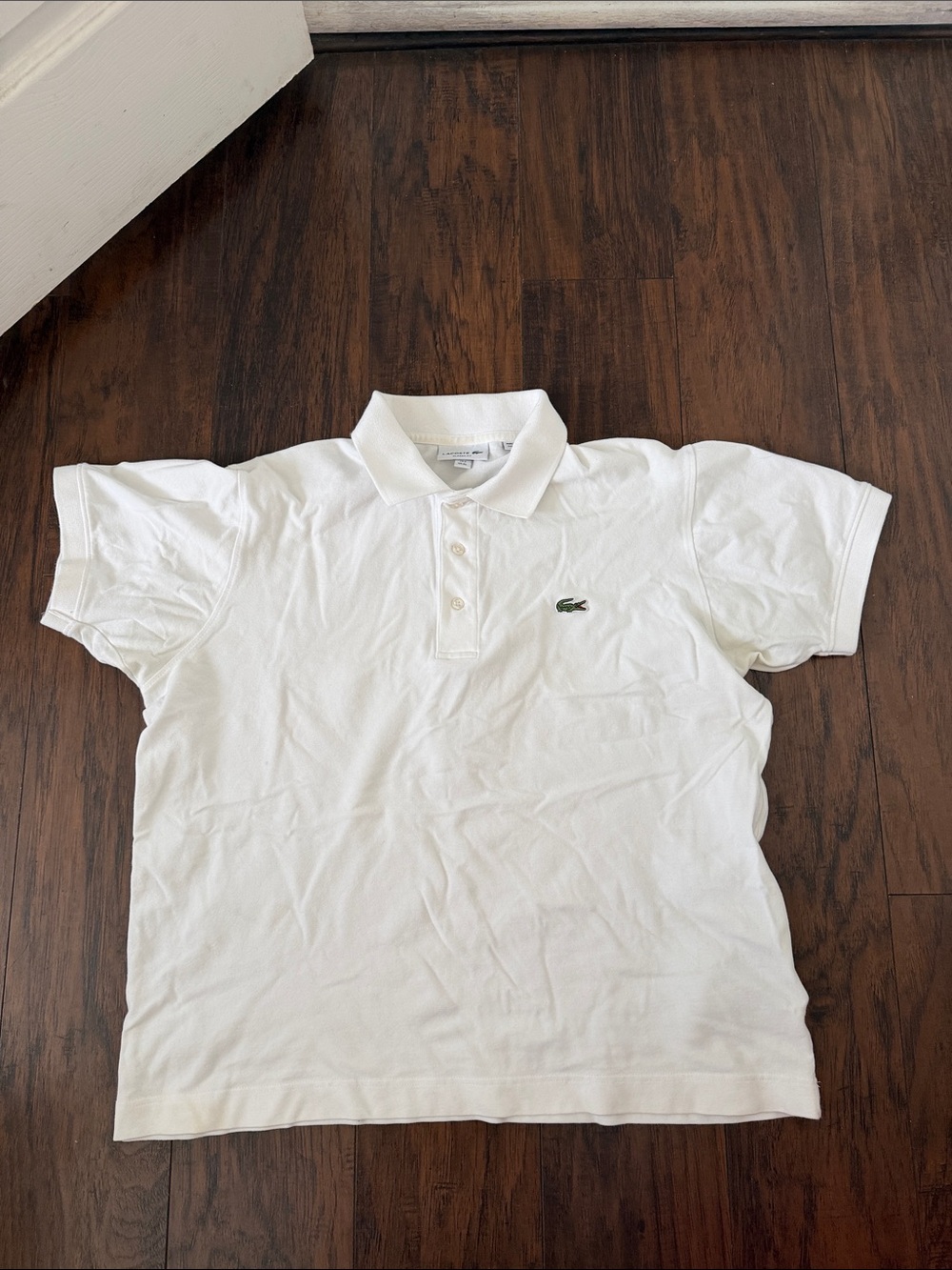 Lacoste Men's White Polo with Green Crocodile Logo